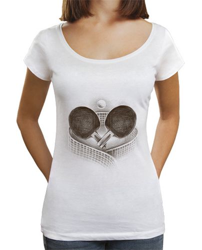 Camiseta Mujer Cuello Ancho Loose Fit tenis de mesa bate ping pong tenis de m laTostadora - latostadora.com - Modalova