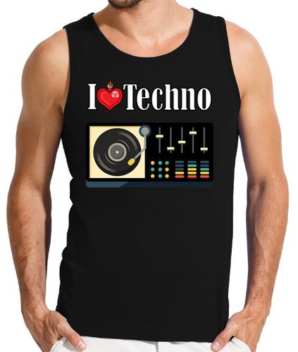 Camiseta I Love Techno borde negro - latostadora.com - Modalova
