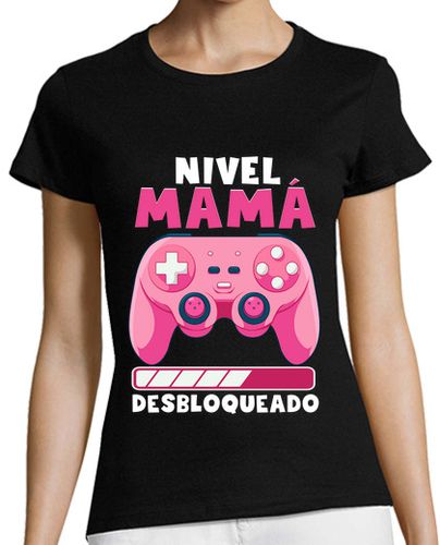 Camiseta Mujer Manga Corta Nivel Mamá Desbloqueado Madre Gamer Videojuegos laTostadora - latostadora.com - Modalova