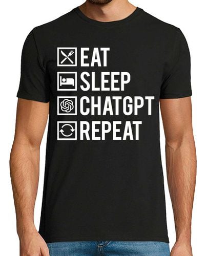Camiseta comer dormir chatgpt repetir ia humor - latostadora.com - Modalova