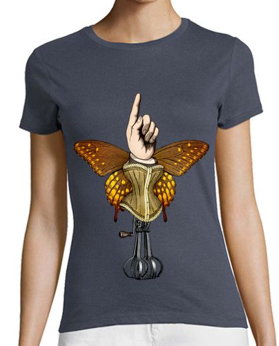 Camiseta Mujer Manga Corta Butterhand Portrait laTostadora - latostadora.com - Modalova