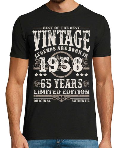 Camiseta 65 años - leyendas nacen en 1958 - latostadora.com - Modalova