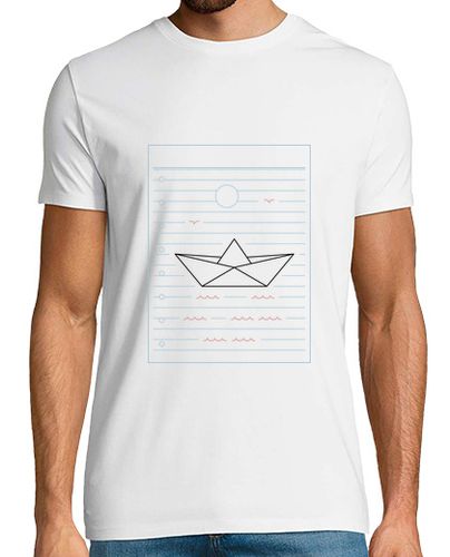 Camiseta barco de origami japonés sobre papel - latostadora.com - Modalova