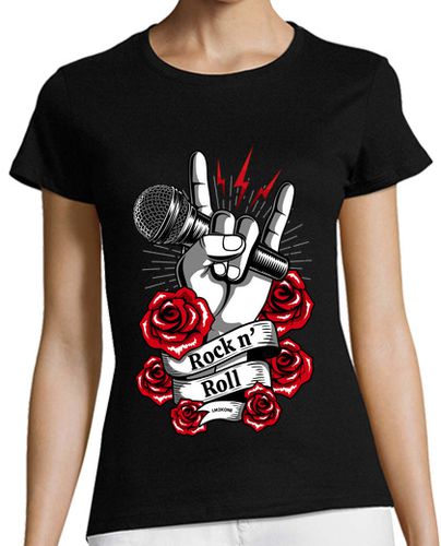 Camiseta mujer rock n roll - rosas de metal - latostadora.com - Modalova