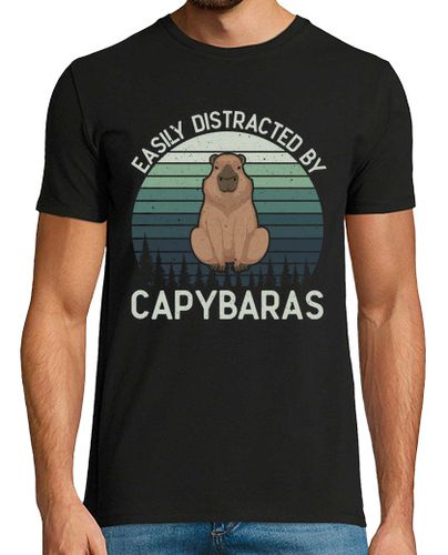 Camiseta retro fácilmente distraído por capibara - latostadora.com - Modalova