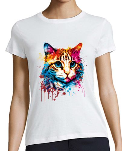 Camiseta mujer gato acuarela - latostadora.com - Modalova