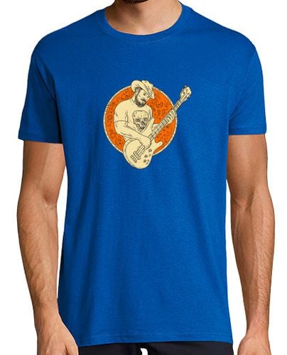 Camiseta Hombre Manga Corta vaquero de tocar el bajo círculo guitarra drawin laTostadora - latostadora.com - Modalova