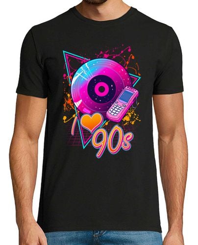 Camiseta I love 90s Nostalgia Retro Vintage Los 90 Disco de Vinilo laTostadora - latostadora.com - Modalova