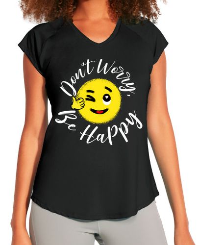 Camiseta deportiva mujer Emoji. Dont Worry, Be Happy. B - latostadora.com - Modalova