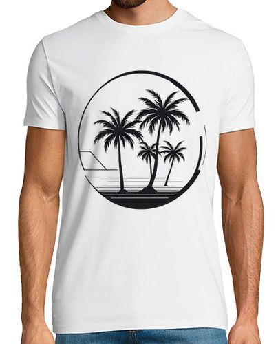 Camiseta palmeras en medio del mar en un atardecer, playa, camiseta ligera - latostadora.com - Modalova