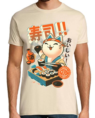 Camiseta Hombre Manga Corta Sushi Chef - Gatito mono cocina - restaurante japonés laTostadora - latostadora.com - Modalova