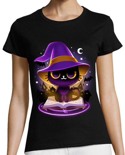 Camiseta Mujer Manga Corta Witch cat Spell - Halloween laTostadora - latostadora.com - Modalova