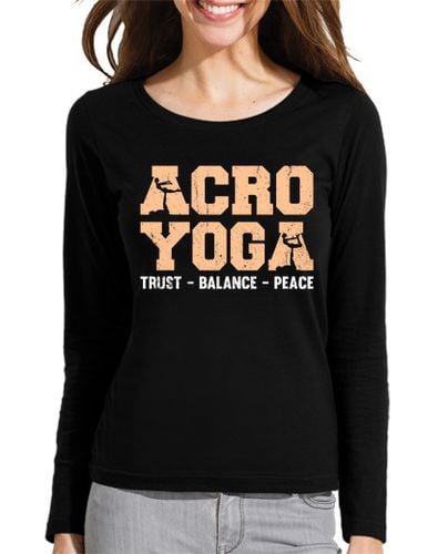 Camiseta Mujer Manga Larga divertido acroyoga confianza equilibrio laTostadora - latostadora.com - Modalova