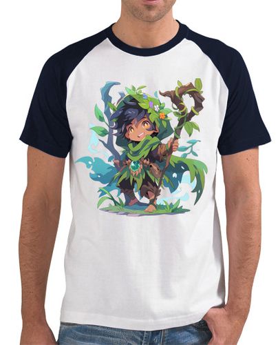 Camiseta Hombre Estilo Béisbol chibi druida con la naturaleza laTostadora - latostadora.com - Modalova