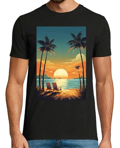 Camiseta Hombre Manga Corta playa retro puesta de sol laTostadora - latostadora.com - Modalova