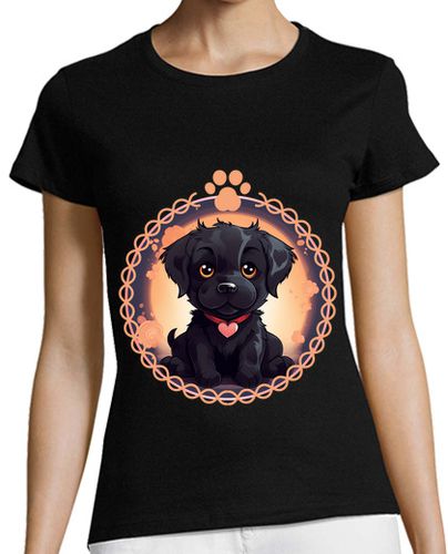 Camiseta mujer Kawaii Cute Black Dog Funny Gift For An - latostadora.com - Modalova