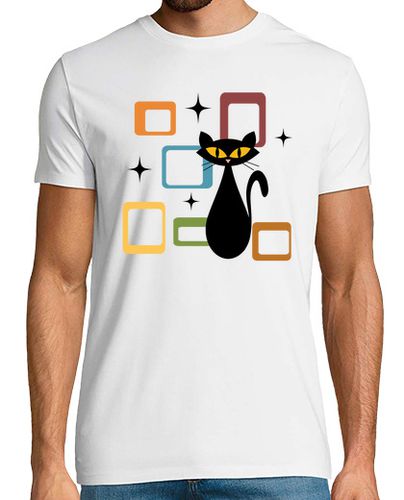 Camiseta Hombre Manga Corta gato negro de mediados de siglo laTostadora - latostadora.com - Modalova