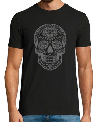 Camiseta calavera de azúcar gris y negra laTostadora - latostadora.com - Modalova