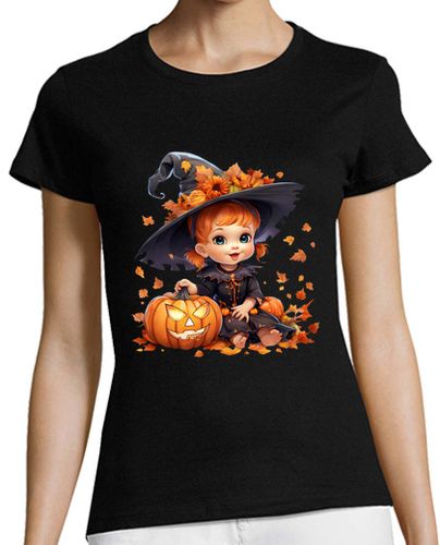 Camiseta mujer Niña Bruja Halloween y Calabazas - latostadora.com - Modalova