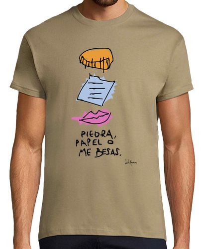 Camiseta Hombre Manga Corta PIEDRA, PAPEL o ME BESAS.... laTostadora - latostadora.com - Modalova