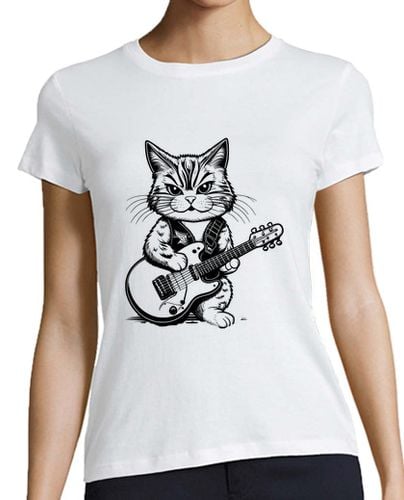 Camiseta Mujer Manga Corta lindo gato de rock and roll tocando la laTostadora - latostadora.com - Modalova