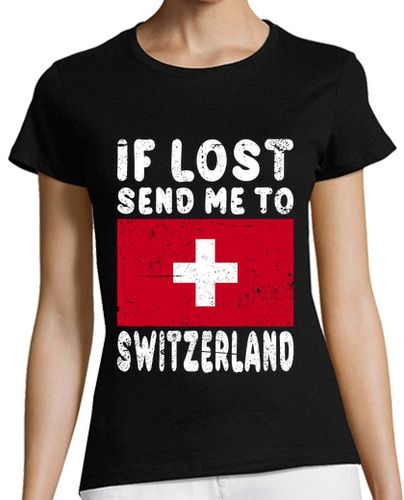Camiseta mujer bandera de suiza si se pierde envíame a - latostadora.com - Modalova