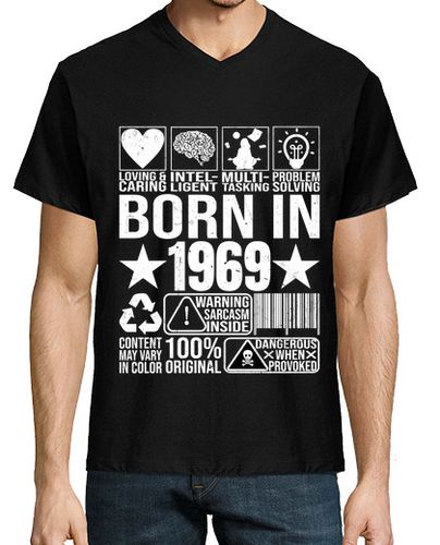 Camiseta nacido en 1969 etiqueta de advertencia - latostadora.com - Modalova