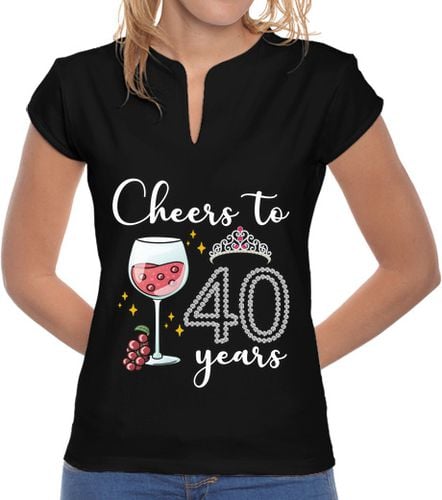 Camiseta Mujer Cuello Mao saludos a los 40 años uvas 40 años laTostadora - latostadora.com - Modalova