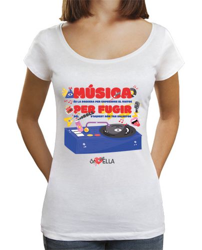 Camiseta Mujer Cuello Ancho Loose Fit Música laTostadora - latostadora.com - Modalova