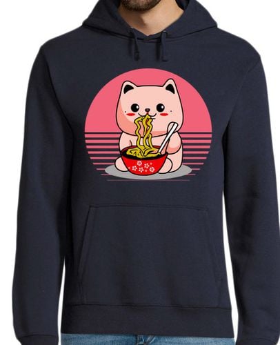 Sudadera Con Capucha Para Hombre lindo gato kawaii comiendo ramen laTostadora - latostadora.com - Modalova