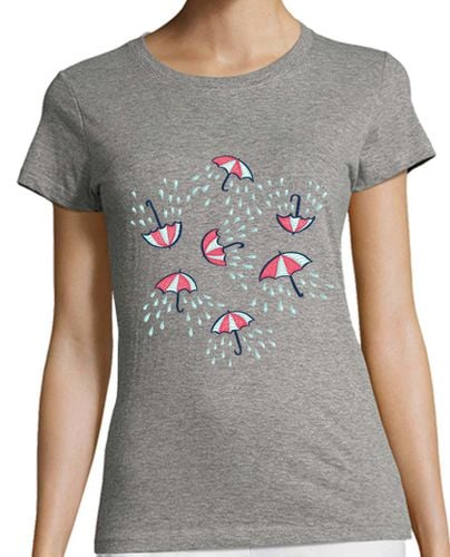 Camiseta Mujer Manga Corta patrón de la lluvia paraguas diversión de la historieta laTostadora - latostadora.com - Modalova