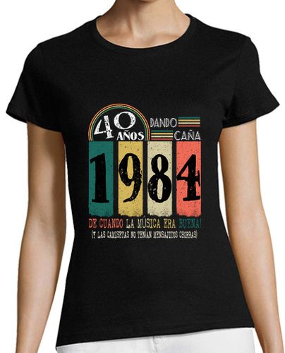 Camiseta Mujer Manga Corta 1984 cumpleaños 40 años dando caña regalo laTostadora - latostadora.com - Modalova