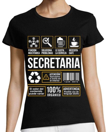 Camiseta mujer Etiqueta Profesion Trabajo Secretaria Administrativa Oficina - latostadora.com - Modalova