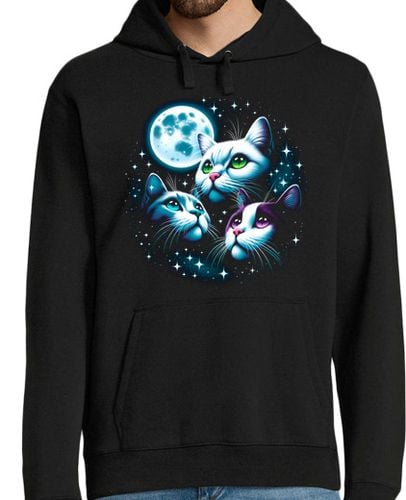 Sudadera Con Capucha Para Hombre Gatitos a La Luz de la Luna Llena Gatos laTostadora - latostadora.com - Modalova