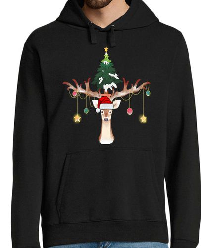 Sudadera Con Capucha Para Hombre Reno navideño con un árbol de navidad laTostadora - latostadora.com - Modalova