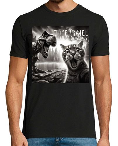 Camiseta Hombre Manga Corta selfie de gato con viaje en el tiempo d laTostadora - latostadora.com - Modalova