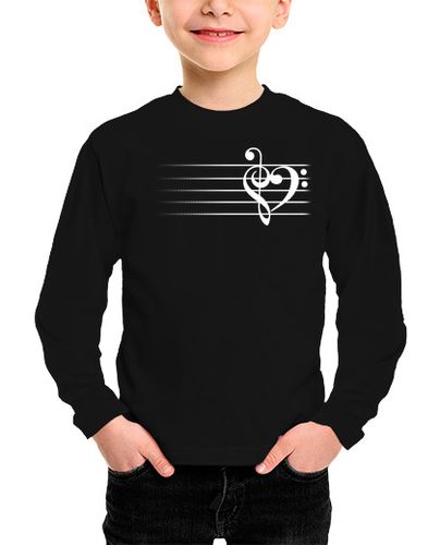 Camiseta Niño Manga Larga corazón de la música - versión negra laTostadora - latostadora.com - Modalova