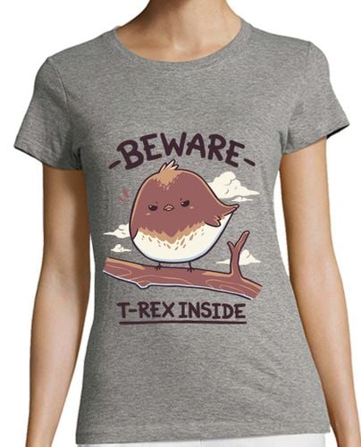 Camiseta Mujer Manga Corta T-Rex Dentro Dinosaurio Camiseta laTostadora - latostadora.com - Modalova