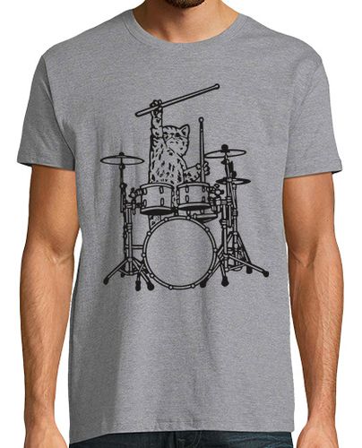 Camiseta Gato tocando música rock con la batería - latostadora.com - Modalova