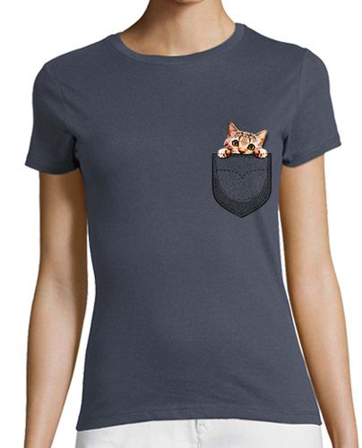Camiseta mujer gato en el bolsillo - latostadora.com - Modalova