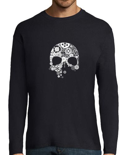 Camiseta Hombre Manga Larga Calavera de engranajes en blanco laTostadora - latostadora.com - Modalova