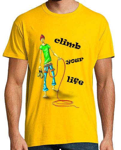 Camiseta CLIMB YOUR LIFE Hombre, manga corta, amarillo mostaza, calidad extra - latostadora.com - Modalova