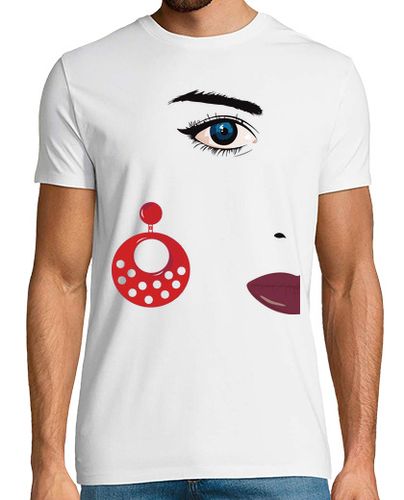 Camiseta Hombre Manga Corta Rostro 2 Flamenca Pendientes Lunares laTostadora - latostadora.com - Modalova