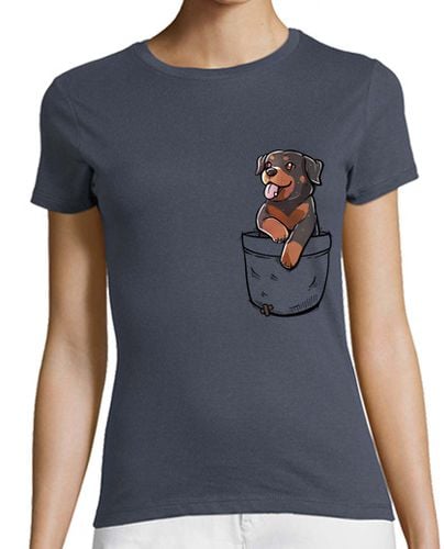 Camiseta Mujer Manga Corta bolsillo lindo perro rottweiler - camisa de mujer laTostadora - latostadora.com - Modalova