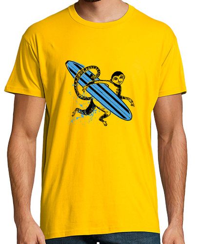 Camiseta Mono Surf - azul. Hombre, manga corta, amarillo limón, calidad extra - latostadora.com - Modalova