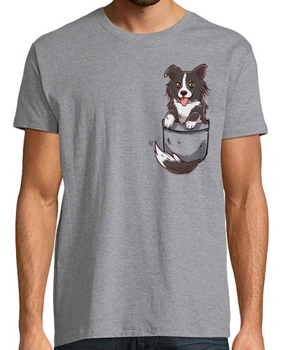 Camiseta Hombre Manga Corta bolsillo lindo perro border collie - camisa para hombre laTostadora - latostadora.com - Modalova