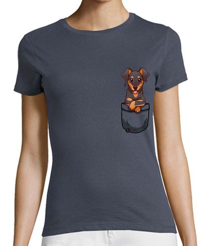 Camiseta Mujer Manga Corta bolsillo lindo dobermann perro - camisa de mujer laTostadora - latostadora.com - Modalova