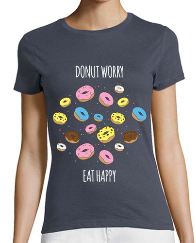 Camiseta mujer Donut worry Eat happy - latostadora.com - Modalova