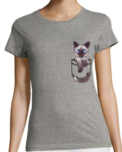 Camiseta mujer bolsillo lindo gato siamés - camisa de mujer - latostadora.com - Modalova