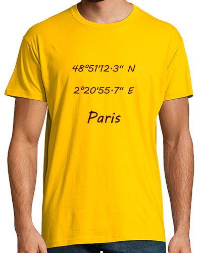 Camiseta Hombre, manga corta, amarillo mostaza, calidad extra Coordenadas Paris - latostadora.com - Modalova